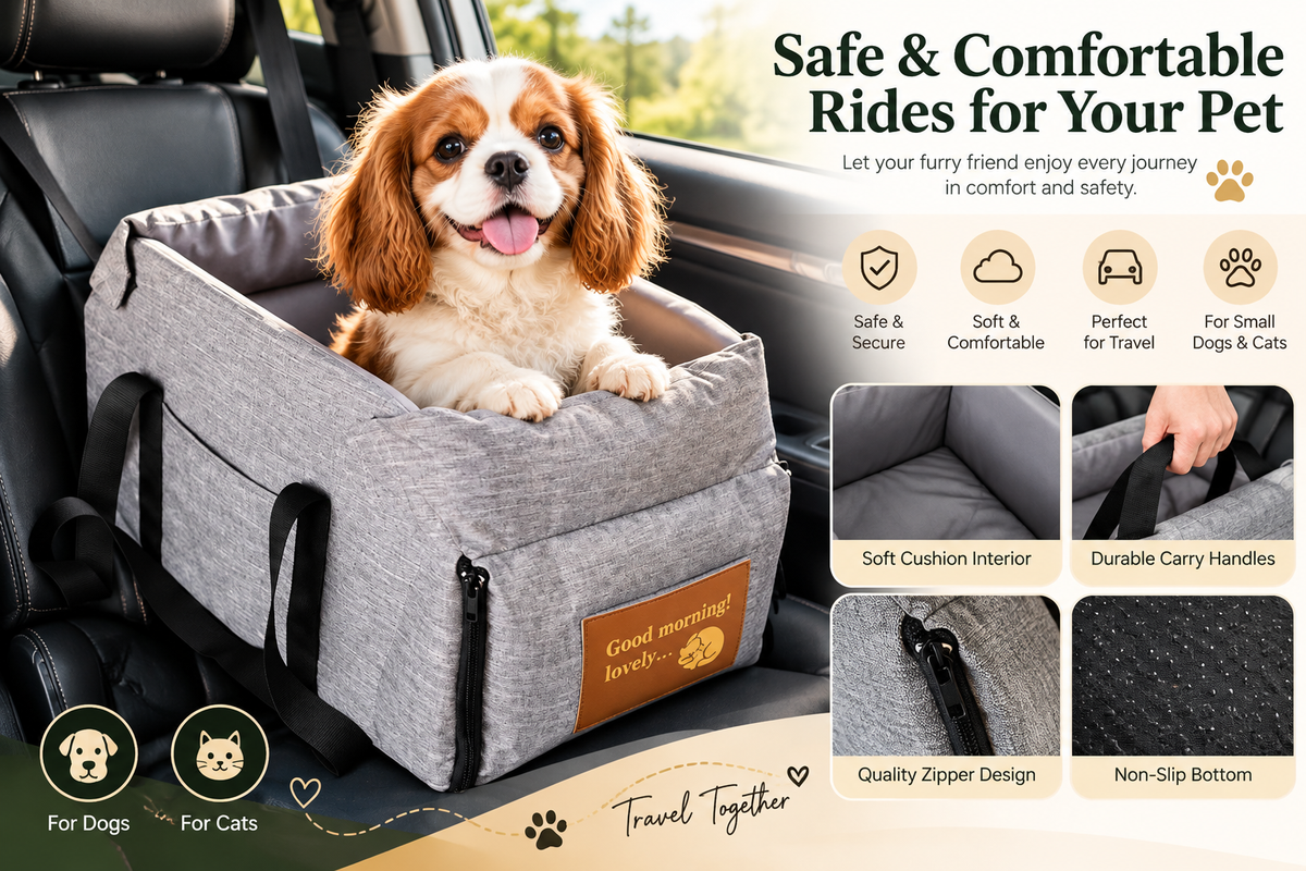 Pet Center Console Car Seat – Small Dog & Cat Travel Booster