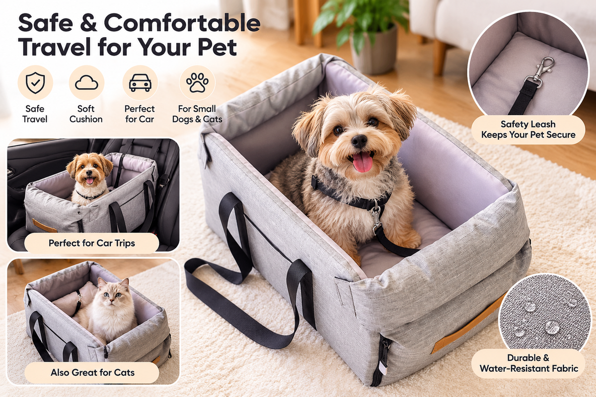 Pet Center Console Car Seat – Small Dog & Cat Travel Booster